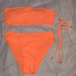 Neon Orange bandeau swimsuit